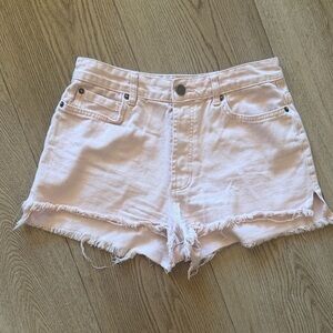 Amuse Society Light Pink Frayed Jean Shorts
